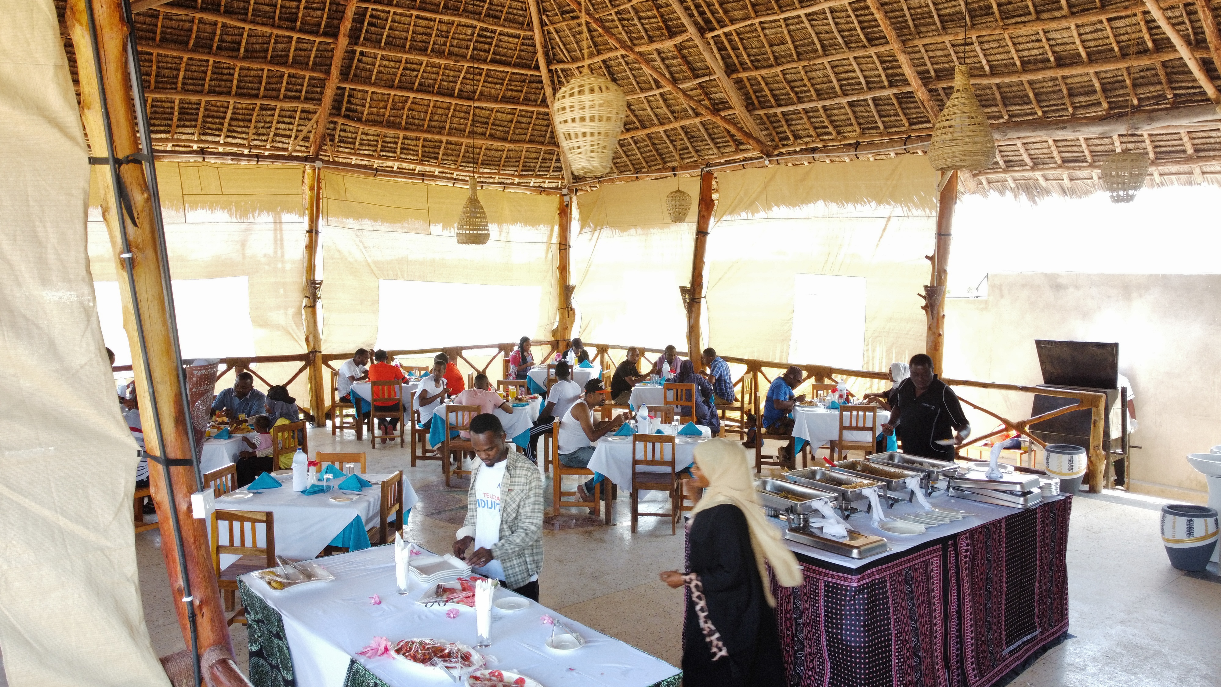 Dining area at Jabali Bungalows Lodge in Paje, Zanzibar